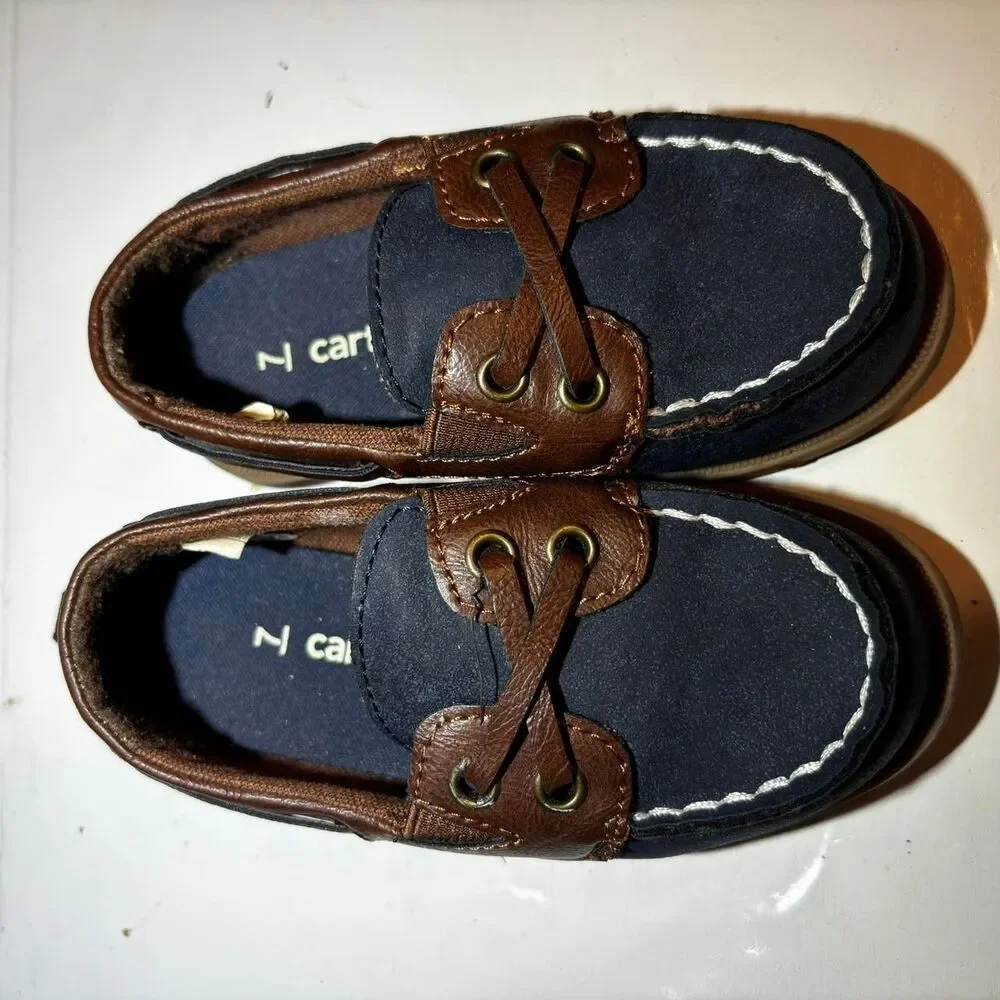 Carter-s Men's Brown and Navy Boat-shoes